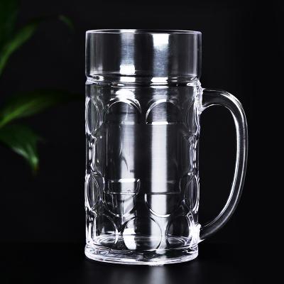 China Stocked QM Factory Price Good Quality Premium Beer 600ml/20oz Custom Unbreakable Clear Plastic Mug With Handle for sale