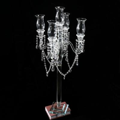 China ECO-frendly MH-Z141 5AM with Crystal Candelabra Wedding Crystal Glass Hurricane Cups Decoration for sale