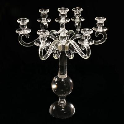 China Europe MH-Z101 7AM Candelabra Crystal Glass Candlestick Crystal Ceneterpiece Wedding Decoration for sale