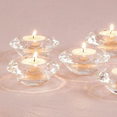 China ECO-frendly MH-Z208 Crystal Diamond Tealight Candle Holder Decorative Crystal Diamond Small Gift Glass Candle Holder for sale