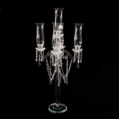 China ECO-frendly MH-Z132 5AM Hurricane Crystal Candle Holder Wedding Decoration Glass Crystal Candelabra for sale