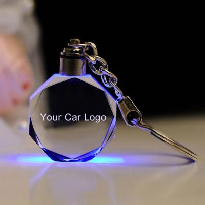 China The 2021 LED Souvenir Gift The Islamic Logo Luminous Key Chain Crystal Car Custom Cut Glass Key Chain Islamic Key Chain for sale