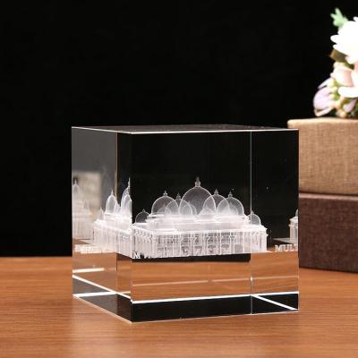 China China Factory Supplies White Crystal Glass Cube Custom 3d Laser UV Crystal Cubes Engraving And Printing for sale