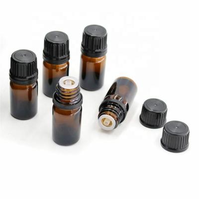 China Empty Amber Glass Cosmetic Vials 5ml 30ml Sample Essential Oil Travel Bottle With Euro Dropper Cap for sale