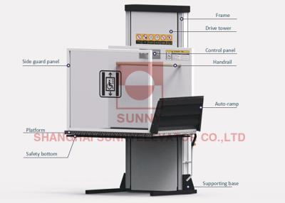 중국 알루미늄 합금과 250대 킬로그램 불구가 된 더 연상인 휠체어 수직 플랫폼 리프트 판매용