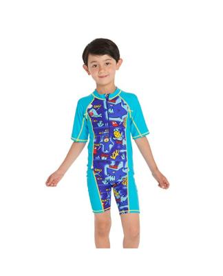 China Sun Protection Toddler UV Protection Summer Sun Sleeve Swimsuit Rashguard Boys Infant Sleeve Zipper One-Piece Short Swimwear Shorts for sale