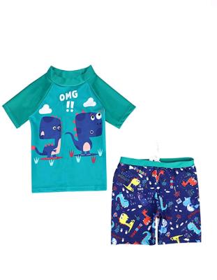 China Toddler Baby Boys Swimwear Others Boys Set With Short Sleeve Rashguard Swimwear Kids Two Piece Swimsuit for sale