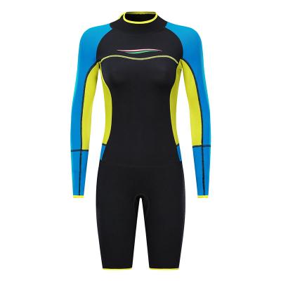 China Antibacterial Womens 2mm Long Sleeve Neoprene Diving Wetsuits Shorts Surfing Wetsuit for sale