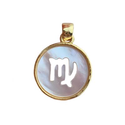 China BROOM Horoscope Shell 12 Pearly Zodiac Charm Dangle Beads Religious Gold Plated for sale