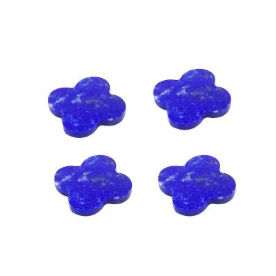 China Lapis lazuli flat cut four leaf clover gemstone loose set or color fire for diy jewelry for sale