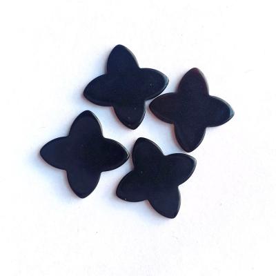 China Loose Color Game Or Fire Onyx Gemstone Fancy Cut Black Agate Clover For Jewelry Making for sale