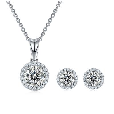 China CLASSIC 925 sterling silver necklace set and earrings wedding moissanite jewelry set for sale