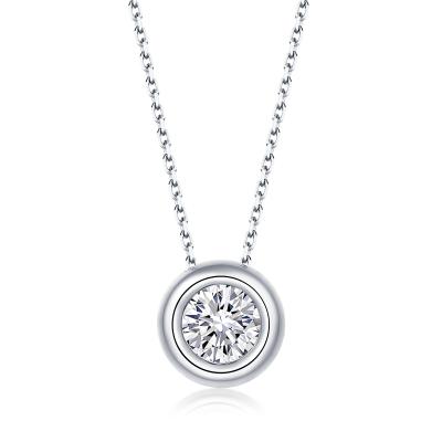 China CLASSIC Moissanite Jewelry 925 Silver Bubble Bezel 1ct Moissanite Necklace For Women Girl for sale