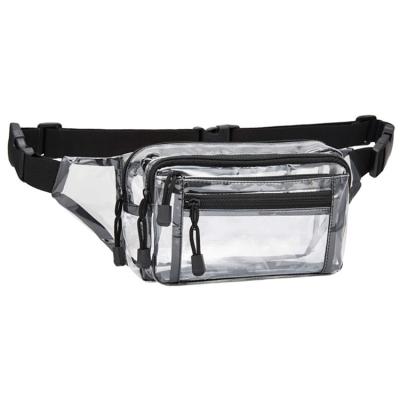 China Custom Logo Waist Bag Sports Bum Belt Fashion Adjustable Plastic Transparent Fanny Pack Running Water Proof Clear Pvc for sale