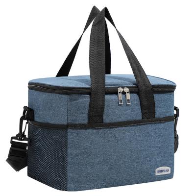 China Insulated Cooler Bag Insulated Double Shoulder Strap Platform Bag Lunch Double Compartment Reusable Aluminum Foil for sale