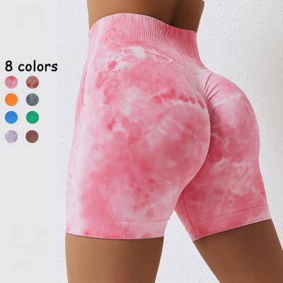 China 2023 Ties Breathable Dye High Waisted Seamless Sport Shorts Fitness Equipment Yoga Leggings Workout Women Butt Crac! crack! booty GYM running shorts for sale