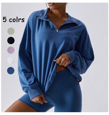 China Outdoor Running Fitness Sports Sweater Half Chain Long Sleeve High Neck Breathable Casual Loose Windproof Warm Sweater for sale