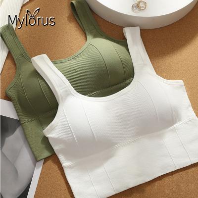 China Seamless Yoga Bra Sports Bra Crop Top Anti-sweat Fitness Breathable Tops Women Seamless Push Up Sport Top for sale