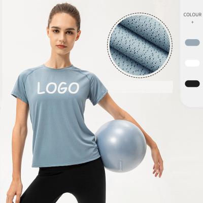 China Breathable Loose Fit Sport Shaping Yoga Naked Gym Anti-sweat Shirts Women Short Sleeved Athletic T-shirt Tops Activewear for sale