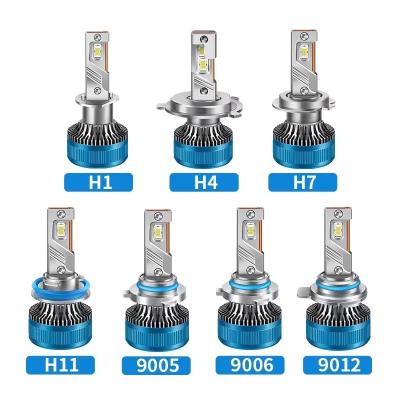 China High Brightness Mini Size H4 Led Headlight 50W Copper Pipe H7 Car Led Headlight Lamp Bulb Base Adapter Socket High Speed ​​Fan T1 Led Headlight for sale