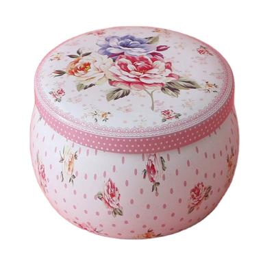 China Rose Tea Box Candy Box Festival Decoration 1PCS Tinplate Party Supplies Cookie Jar Home Decor Multifunctional Drum Shaped Crate for sale