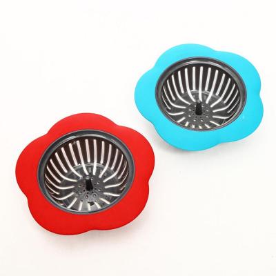 China Viable Creative Flower Shaped Silicone Kitchen Strainer Shower Sink Drains Cover Sink Strainer Sewer Filter Kitchen Accessories for sale