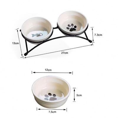 China Cat Puppy Pet Bowl Fish Paw Santa Print Food Dish Non-Slip Water Sustainable Food Dish Dual Use Pet Feeding Supplies for sale