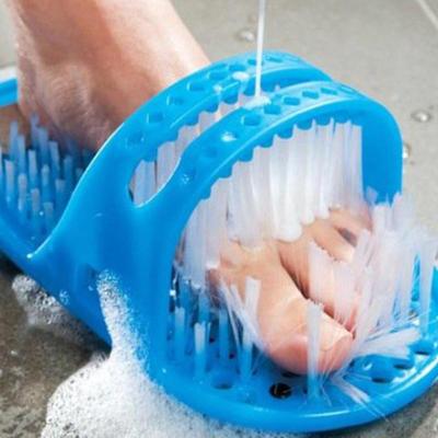 China Plastic Remove Dead Skin Massage Slipper Foot Scrubber Bath Shoe With Brush Household Bathroom Foot Cleaning Brush Slipper XJ007 for sale