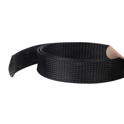 China Flame Retardant Expandable Plastic Wire Harness Tube Mesh Ribbon Mesh Top Sleeving Tube for sale