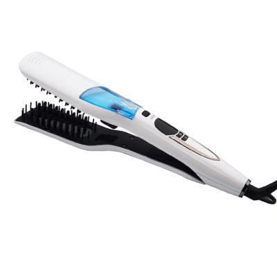 China Professional Salon Steam Function Ceramic Flat Iron Hair Steam Straightener Comb Brush Tool for sale