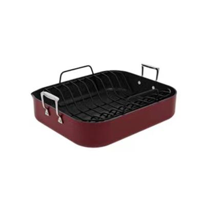 China High Quality Viable Pan Jumbo Roaster Cast Aluminum Non-Stick Roast Pan with Meat Rack for sale