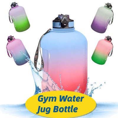 China 2.5 Liter Gym Water Jug Bottle Botol Minum Anak Frost Viable Motivational Plastic Water Bottle With Straw for sale