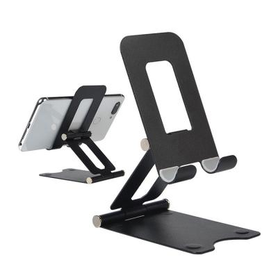 China Portable Fully Foldable Mobile Desktop Adjustable Height Adjustable Phone Holder Stand Aluminum Alloy Phone Stand For iPhone iPad for sale