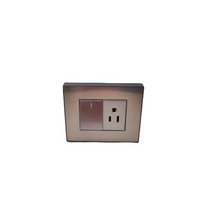 China South America Colombia Mexico Switch De Pared El enchufe De Pared Interruptores 1+1 Stainless Steel Wall Switch Sockets 2021NMSS01 for sale