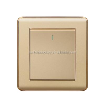 China Security and Fashion Wall Switch Gold Color 10A 1 Strip British Standard Lamp Switch for sale