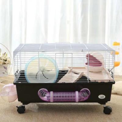 China Small Liveable Pet House Stable Metal Wire Hamster Cages With Pipe Pet Carrier Houses for sale