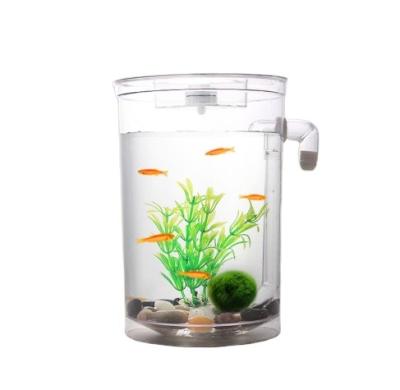 China Viable hot saling self-cleaning aquarium without water gold changing small acrylic aquarium for sale