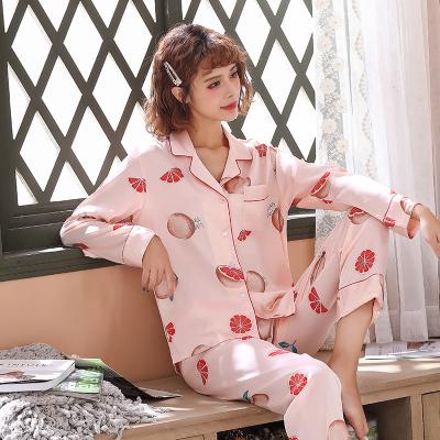 China Autumn Korean QUICK DRY ice silk winter home trend fashion women pajamas long sleeve pajamas set can wear thin home clothes for sale