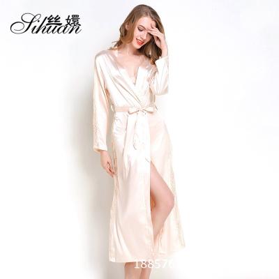 China Lady's QUICK DRY nightgown is modeled after silk nightgown, sexy robe with lace for sale