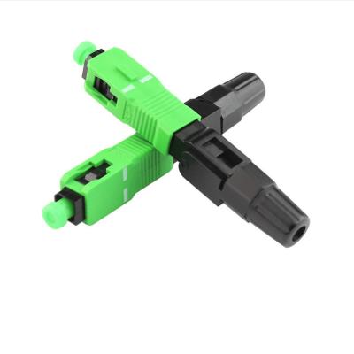 China 3.1 x 2.0 mm Drop Cable Pre-embedded FTTH Fiber Optic Drop Cable SC Field Assembly Fast Connector APC Fast Connector Fiber for sale