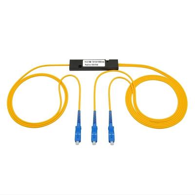 China 1x 2 Mini Type Steel Tube FBT Fiber Optic Splitter Coupler With SC Connector Fiber Splitter for sale