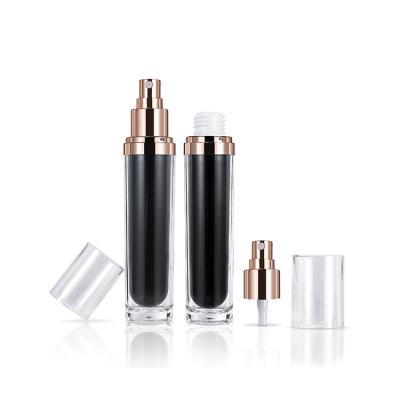 China Wholesale Cosmetic 75ml Double Wall Cylinder Body Mist Black Plastic Spray Bottle Acrylic Bottles For Cosmetics for sale