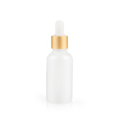 China 5 10 15 20 30 50 100ml COSEMTC Packaging Skin Care Essential Oil Glass Cosmetic Empty White Round Bottles With Dropper Cap for sale