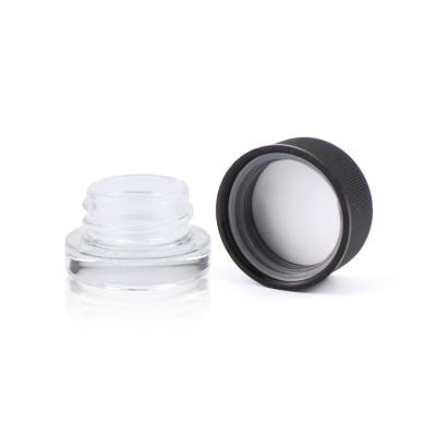 China Wholesale 3ml 5ml 7ml Empty Clear Glass Container Kid's Small Oil Medicine Resistant Wax Concentrate Jar With Cap for sale