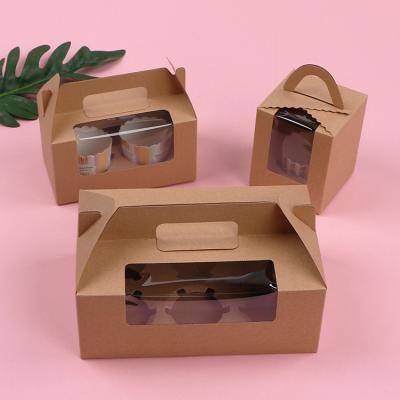 China Recycled Portable Cake Bakery Gift Box Dessert Materials Handle Bakery Transparent Packaging Boxes for sale