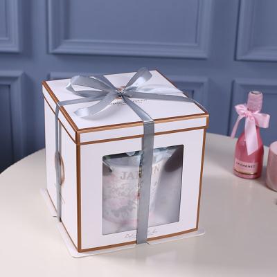 China Recycled Materials Bakery Box Cake Box Manufacturer Weddings Birthdays Wholesale White / Kraft Paper Cake Box With Clear Window for sale