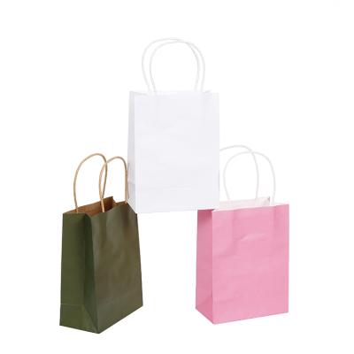 China Recyclable Portable Recycled Kraft Paper Shopping Bag , Custom Printed Eco - Friendly Packaging Paper Tote Bag for sale