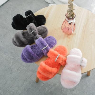 China CUSHIONING 2021 latest wool slippers for girls slipper with fur winters women house slippers for sale