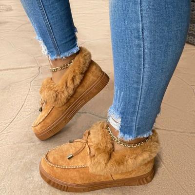 China 2020 Fashion Waterproof Soft Women's European USA Fur Short Boots Winter Faux Fur Loafer Casual Boots for sale