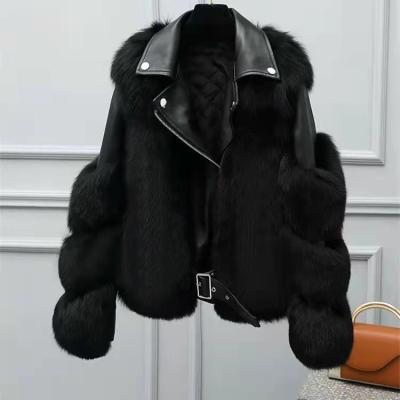 China 2021 winter fox fur coat woman fashion real leather coat locomotive long fur coat ladies viable designer models for sale